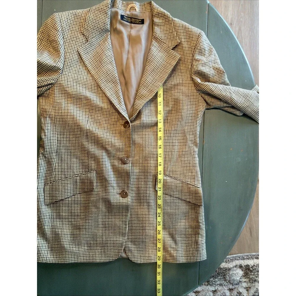 Brooks Brothers Houndstooth Wool Blazer Jacket Made USA Vintage 90s 40R See Desc